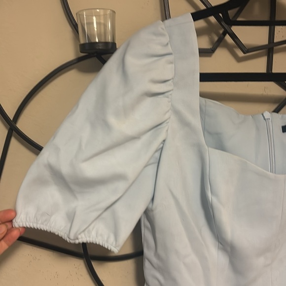 NWOT French Connection Blue Berina Whisper Puff Sleeve Dress 8 - Picture 6 of 11